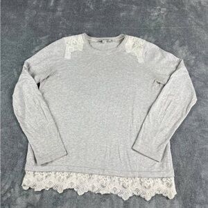 Boden 100% cotton knit top with lace size 8 super cute